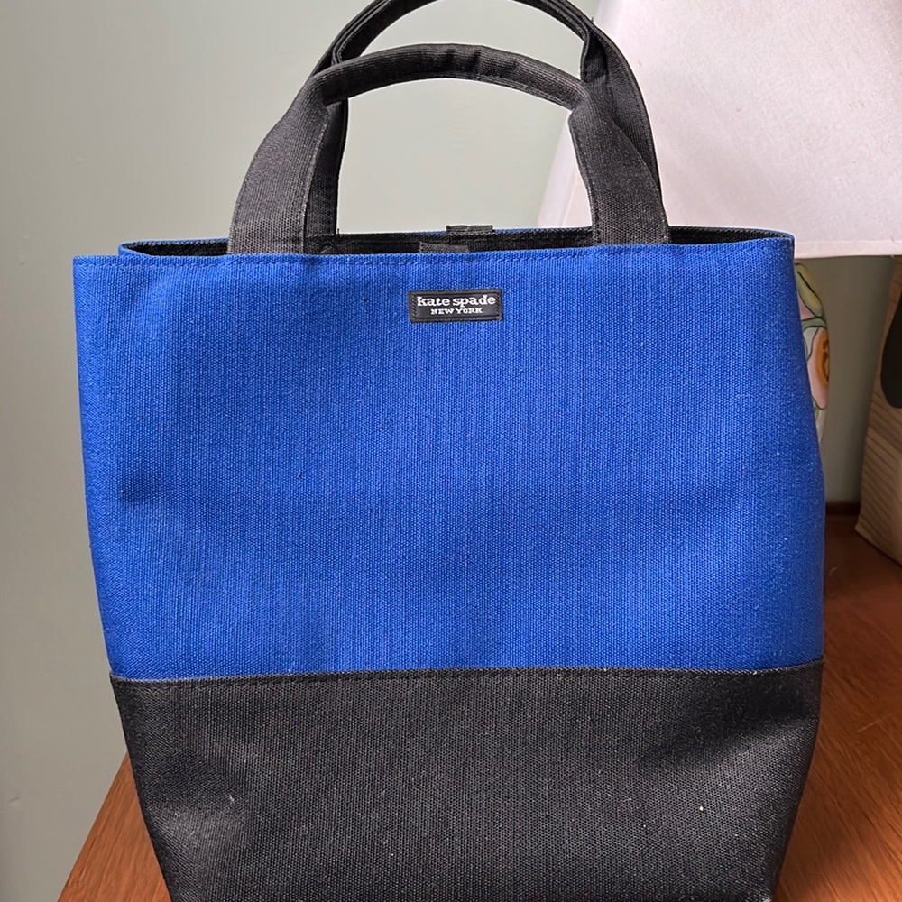 Kate spade shoulder bag blue and black linen